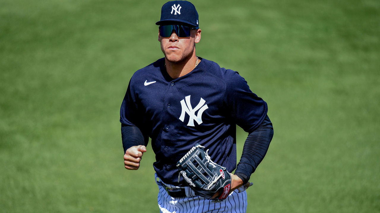 TAMPA, FLORIDA - MARCH 05: Aaron Judge #99 of the New York Yankees in action against the Detroit Tigers in a spring training game at George M. Steinbrenner Field on March 05, 2021 in Tampa, Florida.
