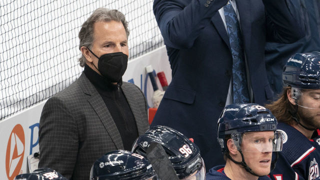 COLUMBUS, OH - FEBRUARY 25: Columbus Blue Jackets head coach John Tortorella looks on during the game between the Columbus Blue Jackets and the Chicago Blackhawks at Nationwide Arena in Columbus, Ohio on February 25, 2021.