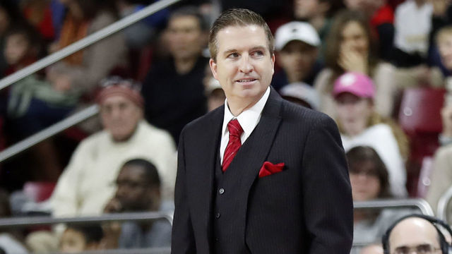 CHESTNUT HILL, MA - DECEMBER 31: Hartford Hawks head coach John Gallagher during a game between the Boston College Eagles and the University of Hartford Hawks on December 31, 2018, at Conte Forum in Chestnut Hill, Massachusetts.