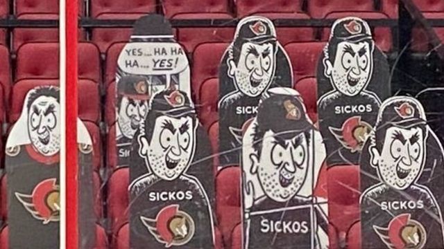 Senators fans further embrace meme with 'Sickos' cutouts