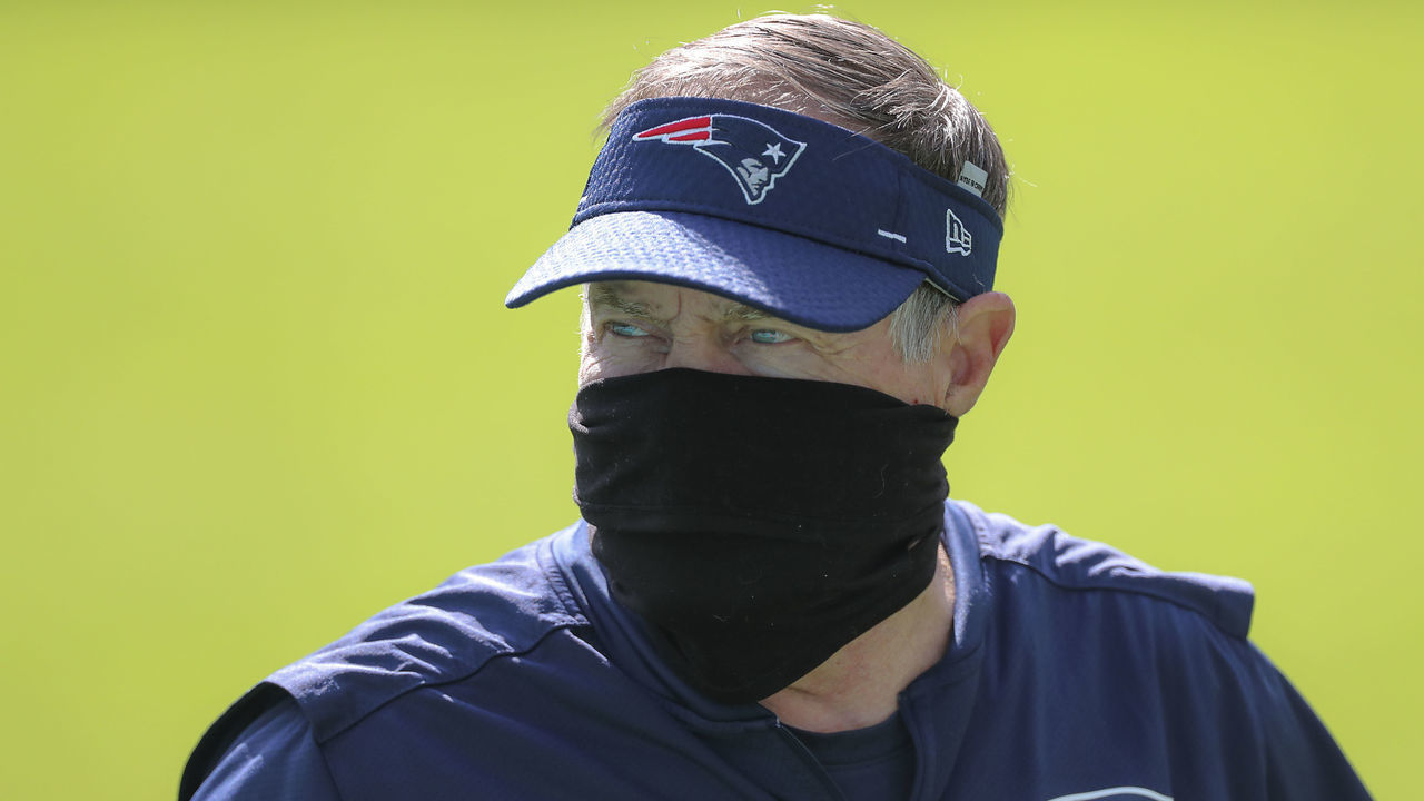 MIAMI GARDENS, FL - DECEMBER 20: New England Patriots head coach Bill Belichick walks off the field after pre game warmups before they play the Miami Dolphins. The Miami Dolphins host the New England Patriots in an NFL game at Hard Rock Stadium in Miami Gardens, FL on Dec. 13, 2020.