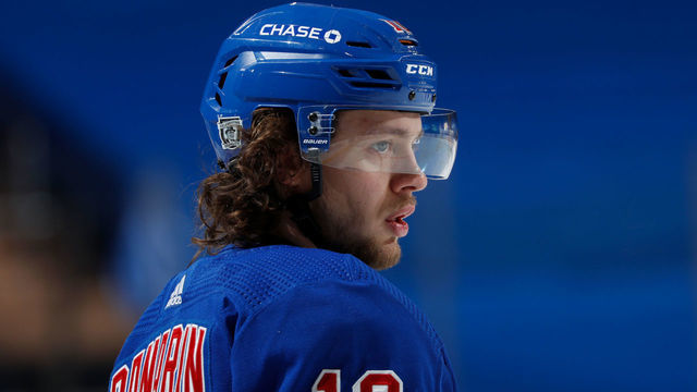 NEW YORK, NY - JANUARY 30: Artemi Panarin #10 of the New York Rangers looks on during warmups prior to the game against the Pittsburgh Penguins at Madison Square Garden on January 30, 2021 in New York City.