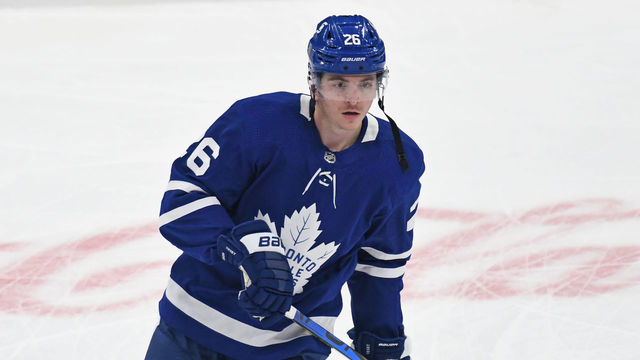 TORONTO, ON - MARCH 11: Toronto Maple Leafs Right Wing Jimmy Vesey (26) in warmups prior to the regular season NHL game between the Winnipeg Jets and Toronto Maple Leafs on March 11, 2021 at Scotiabank Arena in Toronto, ON.