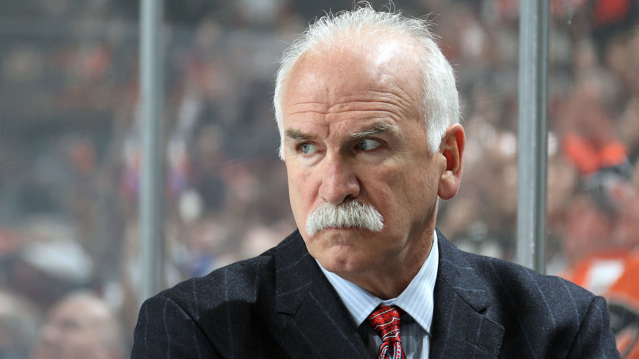 PHILADELPHIA, PA - FEBRUARY 10: Head Coach of the Florida Panthers Joel Quenneville watches a play on the ice against the Philadelphia Flyers on February 10, 2020 at the Wells Fargo Center in Philadelphia, Pennsylvania.