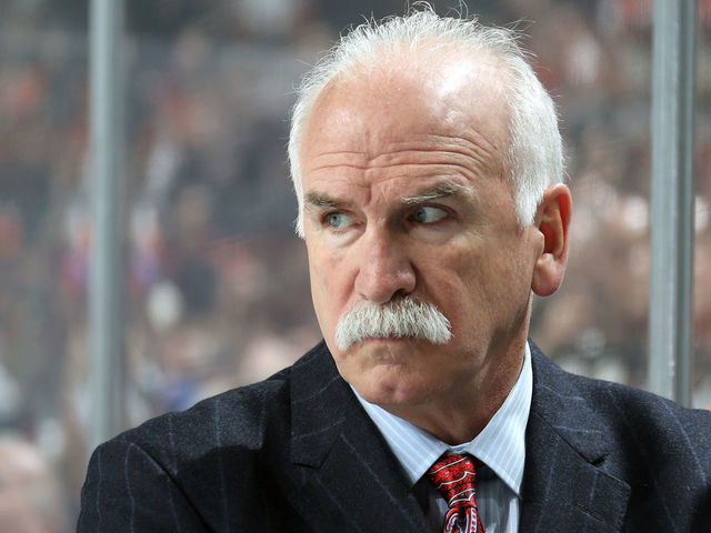 PHILADELPHIA, PA - FEBRUARY 10: Head Coach of the Florida Panthers Joel Quenneville watches a play on the ice against the Philadelphia Flyers on February 10, 2020 at the Wells Fargo Center in Philadelphia, Pennsylvania.