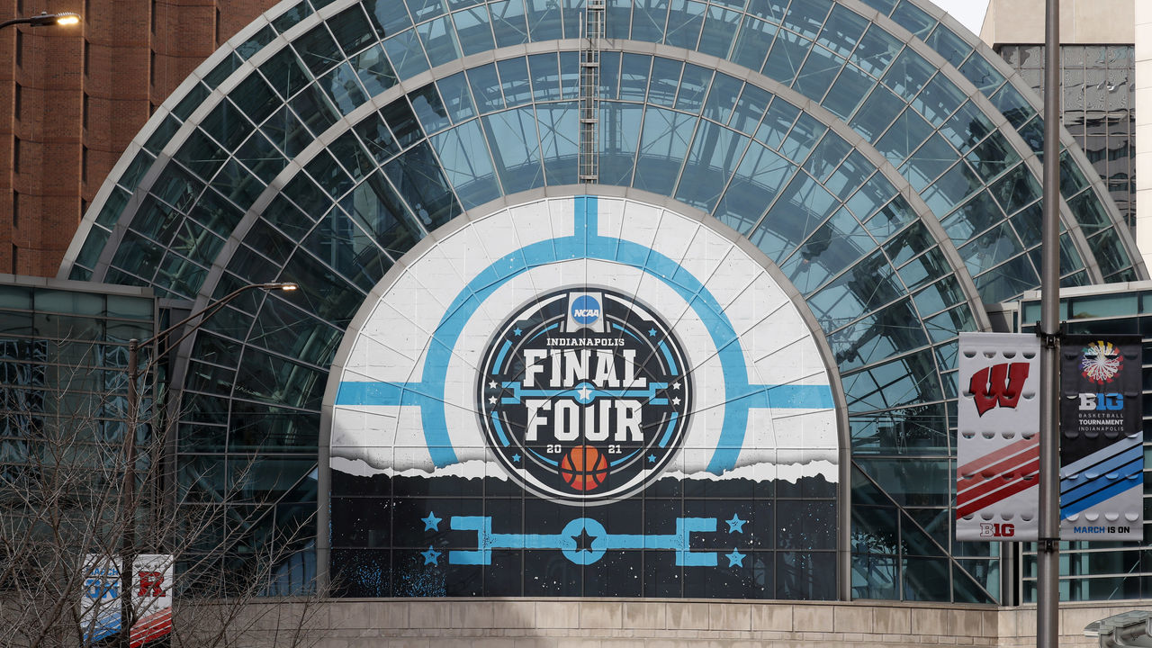 INDIANAPOLIS, IN - MARCH 9: Signage on display to commemorate March Madness and the 2021 NCAA Men's Final Four as seen on March 9, 2021 in Indianapolis, IN.