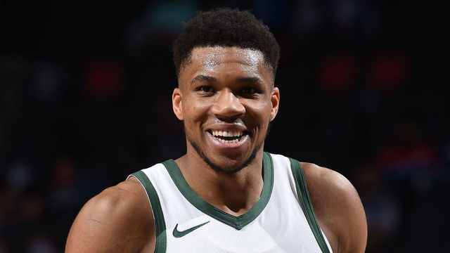 PHILADELPHIA, PA - MARCH 17: Giannis Antetokounmpo #34 of the Milwaukee Bucks smiles during a game against the Philadelphia 76ers on March 17, 2021 at Wells Fargo Center in Philadelphia, Pennsylvania. NOTE TO USER: User expressly acknowledges and agrees that, by downloading and/or using this Photograph, user is consenting to the terms and conditions of the Getty Images License Agreement. Mandatory Copyright Notice: Copyright 2021 NBAE