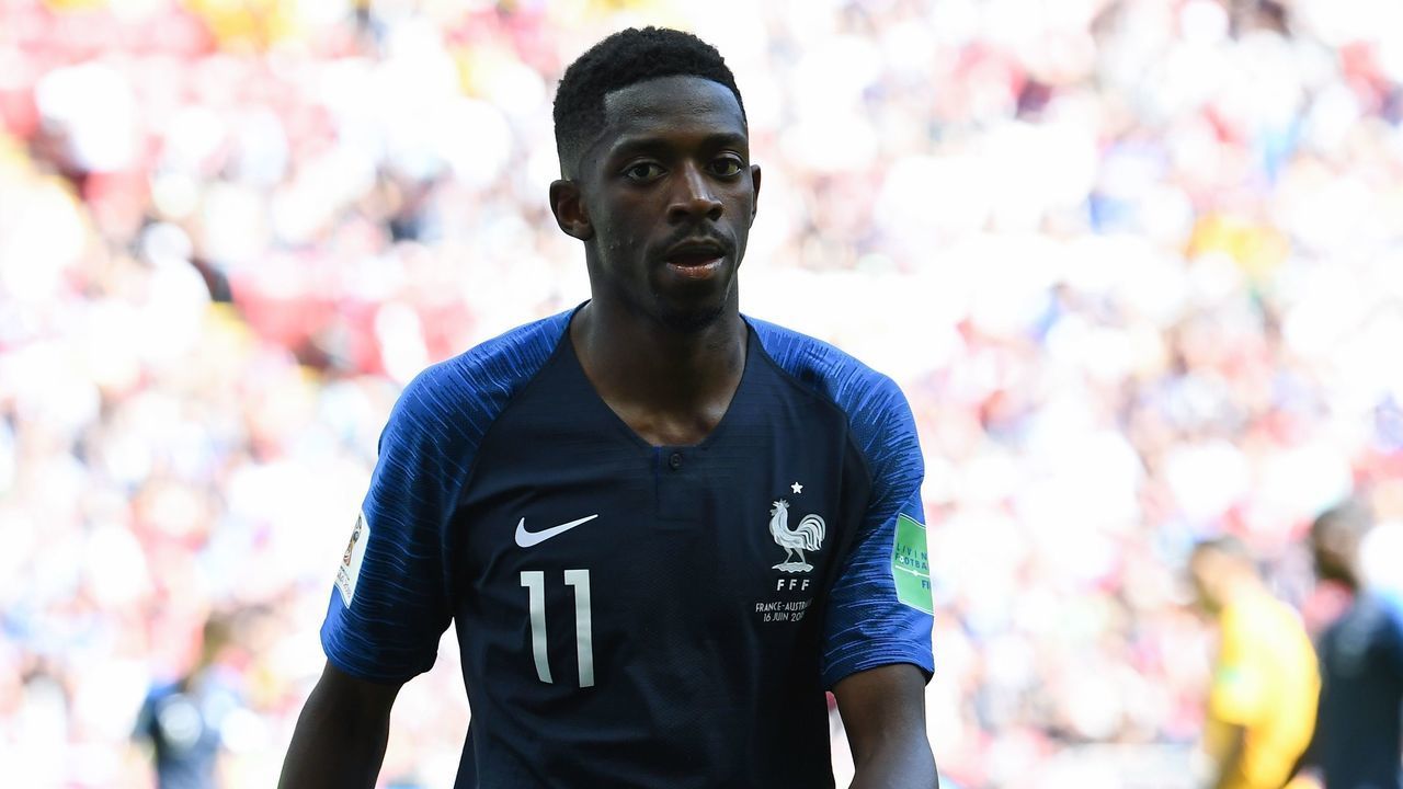 France's forward Ousmane Dembele walks on the pitch during the Russia 2018 World Cup Group C football match between France and Australia at the Kazan Arena in Kazan on June 16, 2018.