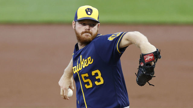 CINCINNATI, OH - SEPTEMBER 21: Brandon Woodruff #53 of the Milwaukee Brewers pitches during a game against the Cincinnati Reds at Great American Ball Park on September 21, 2020 in Cincinnati, Ohio. The Reds won 6-3.