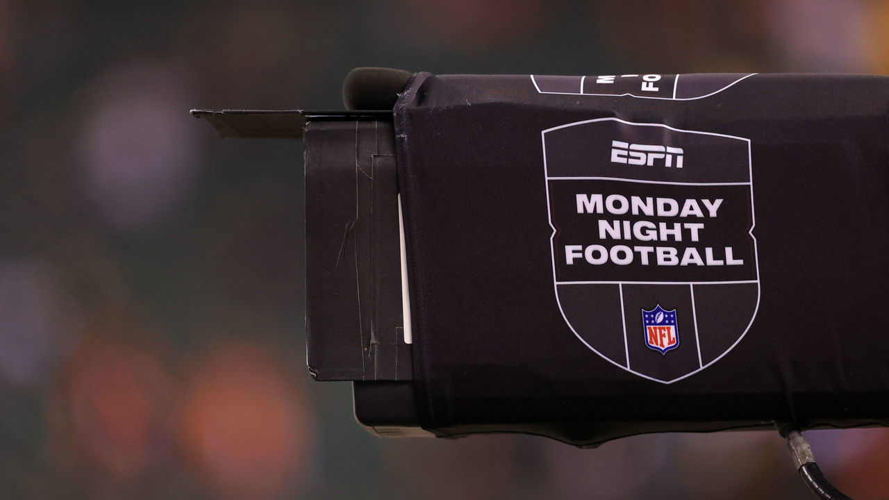 CINCINNATI, OH - DECEMBER 21: A camera with a ESPN Monday Night Football banner during the game against the Pittsburgh Steelers and the Cincinnati Bengals on December 21, 2020, at Paul Brown Stadium in Cincinnati, OH.