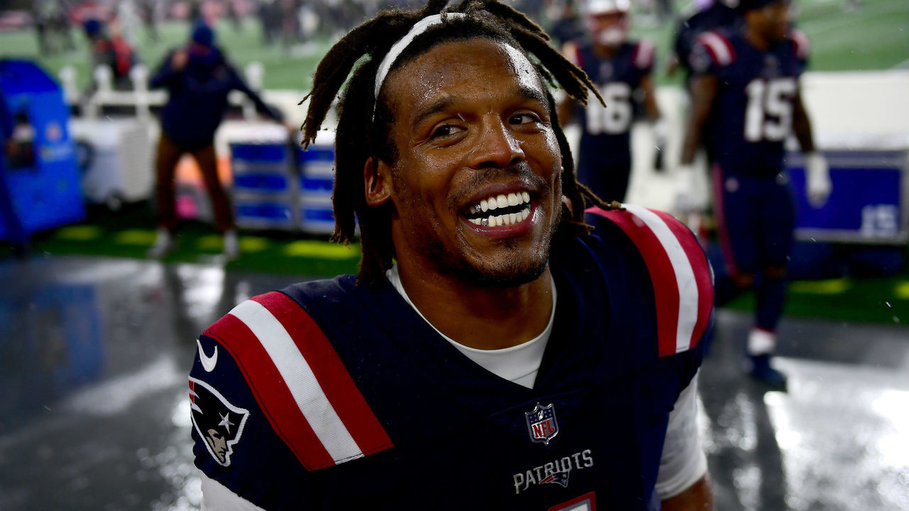 FOXBOROUGH, MA - NOVEMBER 15: Cam Newton #1 of the New England Patriots reacts after a game against the Baltimore Ravens at Gillette Stadium on November 15, 2020 in Foxborough, Massachusetts.