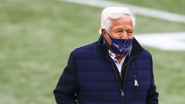 FOXBOROUGH, MA - JANUARY 03: New England Patriots Owner Robert Kraft looks on before a game against the New York Jets at Gillette Stadium on January 3, 2021 in Foxborough, Massachusetts.