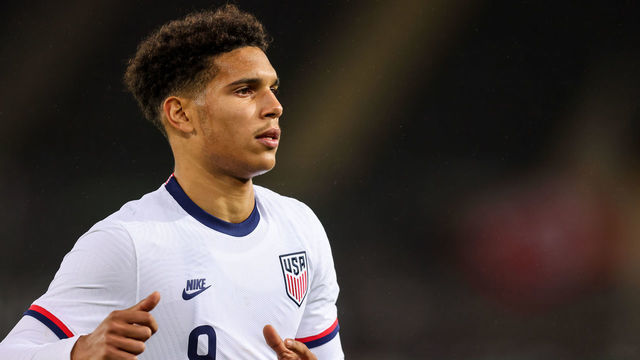 SWANSEA, WALES - NOVEMBER 12: Nicholas Gioacchini of United States of America during the international friendly match between Wales and the USA at Liberty Stadium on November 12, 2020 in Swansea, Wales. Sporting stadiums around the UK remain under strict restrictions due to the Coronavirus Pandemic as Government social distancing laws prohibit fans inside venues resulting in games being played behind closed doors.