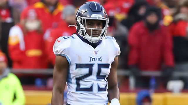 KANSAS CITY, MO - JANUARY 19: Tennessee Titans cornerback Adoree' Jackson (25) in the third quarter of the AFC Championship game between the Tennessee Titans and Kansas City Chiefs on January 19, 2020 at Arrowhead Stadium in Kansas City, MO.