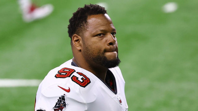 DETROIT, MICHIGAN - DECEMBER 26: Ndamukong Suh #93 of the Tampa Bay Buccaneers walks on the field before a game against the Detroit Lions at Ford Field on December 26, 2020 in Detroit, Michigan.