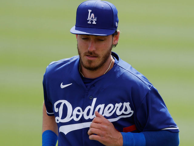 GLENDALE, ARIZONA - MARCH 16: Cody Bellinger #35 of the Los Angeles Dodgers during the MLB game against the Milwaukee Brewers on March 16, 2021 in Glendale, Arizona. The Brewers defeated the Dodgers 7-2.