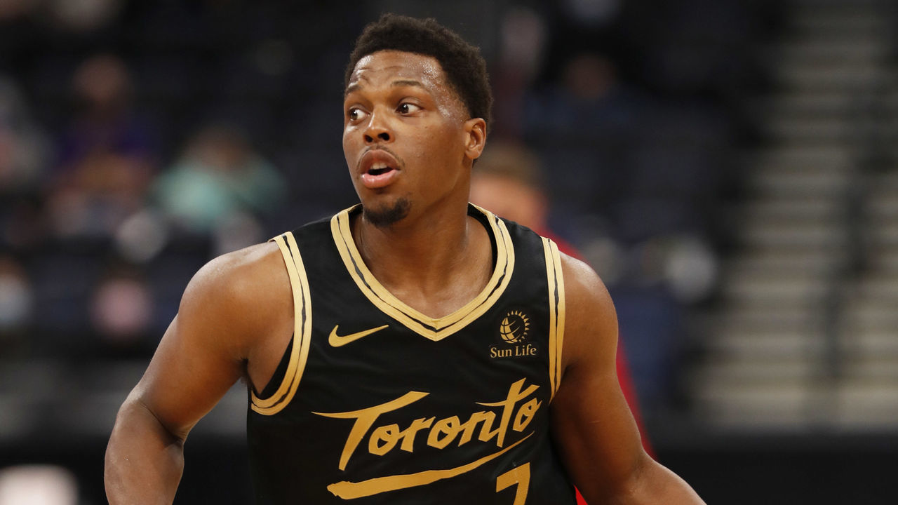 TAMPA, FL- MARCH 19: Kyle Lowry #7 of the Toronto Raptors dribbles during the game against the Utah Jazz on March 19, 2021 at Amalie Arena in Tampa, Florida. Mandatory Copyright Notice: Copyright 2021 NBAE
