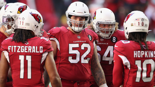 GLENDALE, ARIZONA - NOVEMBER 15: Center Mason Cole #52 of the Arizona Cardinals during the NFL game against the Buffalo Bills at State Farm Stadium on November 15, 2020 in Glendale, Arizona. The Cardinals defeated the Bills 32-30.