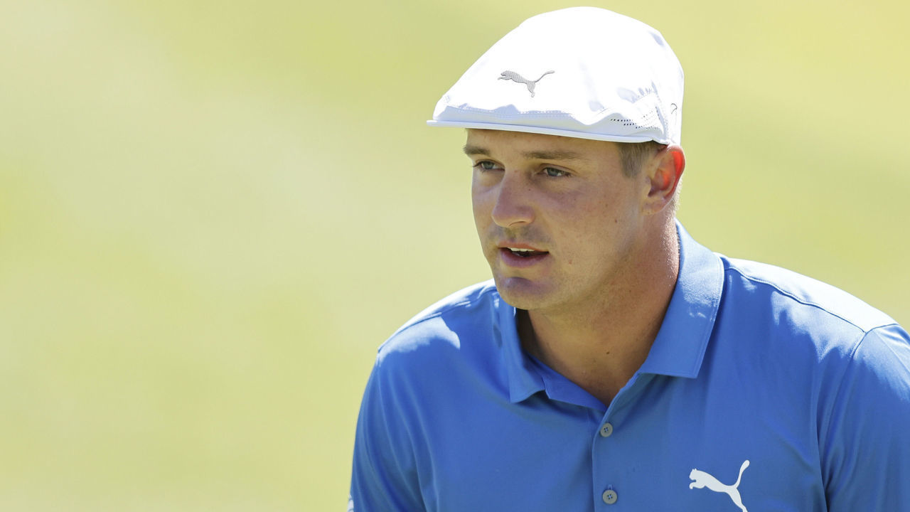 AUSTIN, TEXAS - MARCH 25: Bryson DeChambeau of the United States walks up to the third tee in his match against Si Woo Kim of South Korea during the second round of the World Golf Championships-Dell Technologies Match Play at Austin Country Club on March 25, 2021 in Austin, Texas.