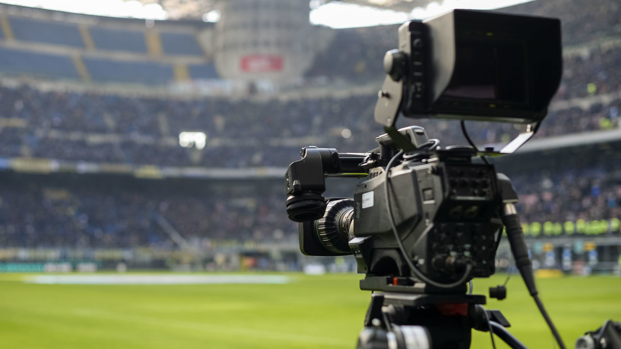 STADIO GIUSEPPE MEAZZA, MILAN, ITALY - 2020/01/26: A tv camera is pictured during the Serie A football match between FC Internazionale and Cagliari Calcio. The match ended in a 1-1 tie.