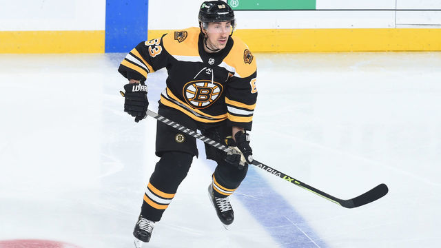 BOSTON, MA - MARCH 25: Brad Marchand #63 of the Boston Bruins skates against the New York Islanders at the TD Garden on March 25, 2021 in Boston, Massachusetts.