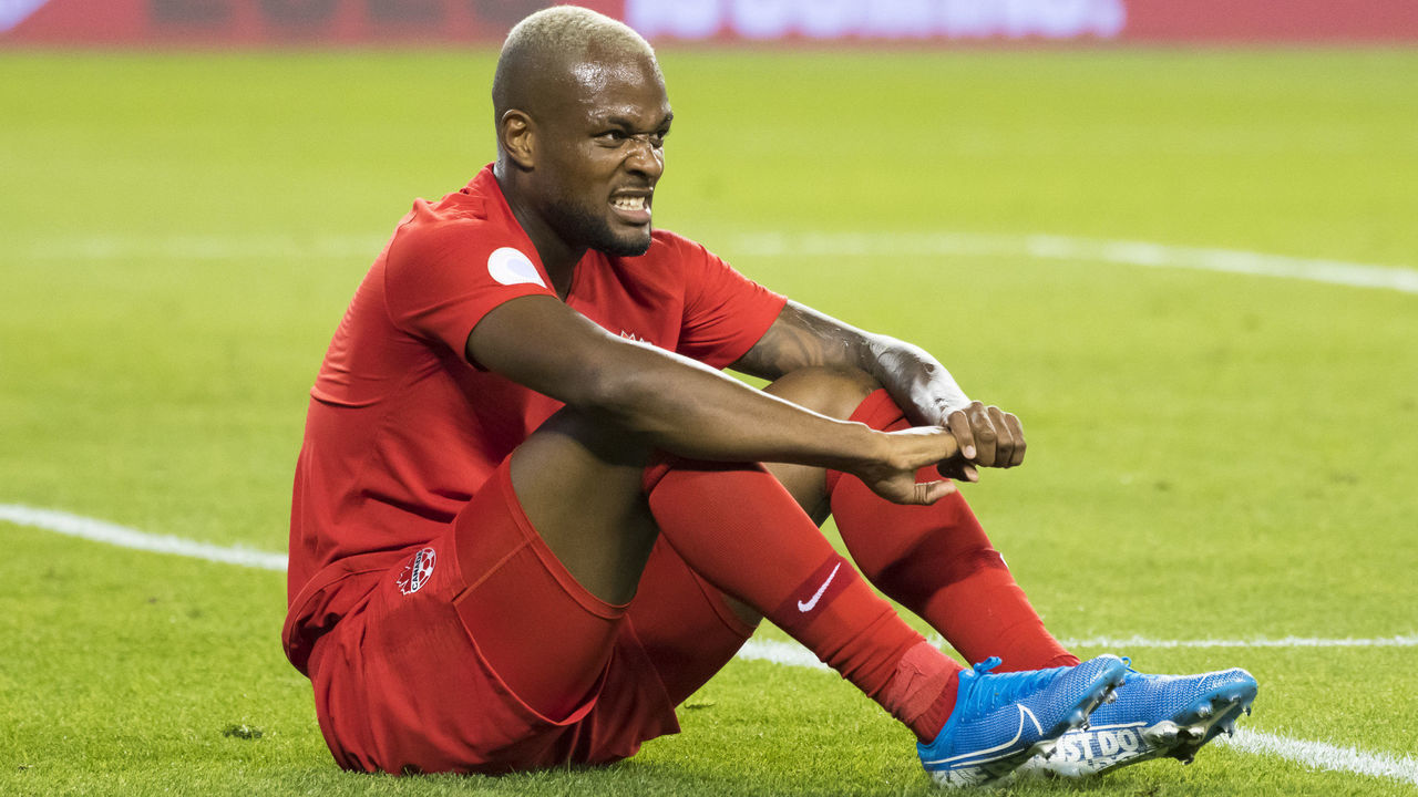 BMO FIELD, TORONTO, ONTARIO, CANADA - 2019/09/07: Cyle Larin (9) reacts during the Nations League qualifier game between Canada and Cuba at BMO Field in Toronto. (Final score; Canada 6:0 Cuba).