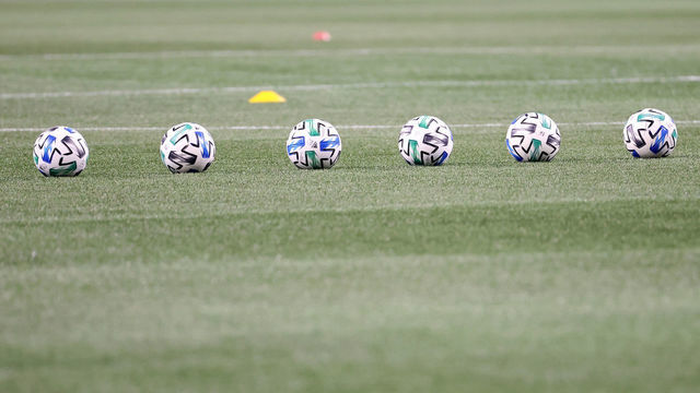 SEATTLE, WASHINGTON - DECEMBER 07: A general view of game balls seen before a game between the Seattle Sounders and Minnesota United during their Western Conference Finals game at Lumen Field on December 07, 2020 in Seattle, Washington.