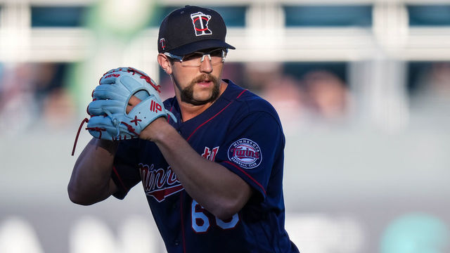 NORTH PORT, FL- MARCH 19: Randy Dobnak #68 of the Minnesota Twins pitches during a spring training game against the Atlanta Braves on March 19, 2021 at CoolToday Park in North Port, Florida.
