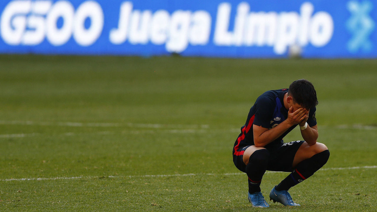 GUADALAJARA, MEXICO - MARCH 28: Aaron Herrera #17 of United States reacts during the semifinals match between Honduras and USA as part of the 2020 Concacaf Men's Olympic Qualifying at Jalisco Stadium on March 28, 2021 in Guadalajara, Mexico.