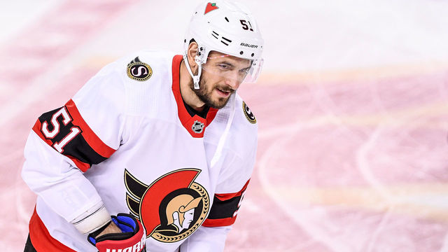 CALGARY, AB - MARCH 07: Ottawa Senators Center Artem Anisimov (51) warms up before an NHL game where the Calgary Flames hosted the Ottawa Senators on March 7, 2021, at the Scotiabank Saddledome in Calgary, AB.