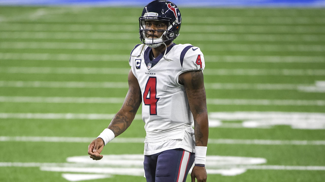 DETROIT, MI - NOVEMBER 26: Deshaun Watson #4 of the Houston Texans walks during the second quarter against the Detroit Lions at Ford Field on November 26, 2020 in Detroit, Michigan.