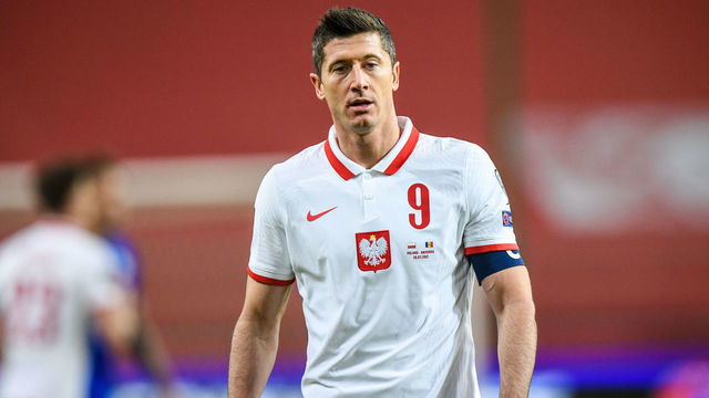 WARSAW, POLAND - MARCH 28: Robert Lewandowski of Poland looks on during the FIFA World Cup 2022 Qatar qualifying match between Poland and Andorra on March 28, 2021 in Warsaw, Poland.