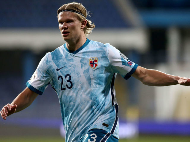 PODGORICA, MONTENEGRO - MARCH 30: Erling Haaland of Norway during the FIFA World Cup 2022 Qatar qualifying match between Montenegro and Norway on March 30, 2021 in Podgorica, Montenegro.