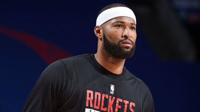 PHILADELPHIA, PA - FEBRUARY 17: DeMarcus Cousins #15 of the Houston Rockets warms up prior to a game against the Philadelphia 76ers on February 17, 2021 at Wells Fargo Center in Philadelphia, Pennsylvania. NOTE TO USER: User expressly acknowledges and agrees that, by downloading and/or using this Photograph, user is consenting to the terms and conditions of the Getty Images License Agreement. Mandatory Copyright Notice: Copyright 2021 NBAE