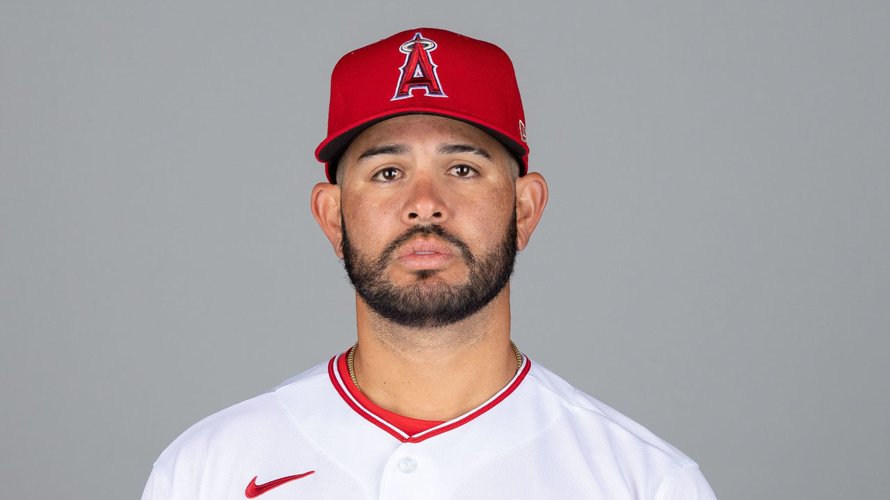 TEMPE, AZ - FEBRUARY 26: Juan Graterol #66 of Los Angeles Angels poses during Photo Day on Friday, February 26, 2021 at Tempe Diablo Stadium in Tempe, Arizona.