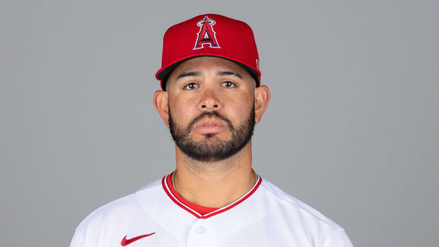 TEMPE, AZ - FEBRUARY 26: Juan Graterol #66 of Los Angeles Angels poses during Photo Day on Friday, February 26, 2021 at Tempe Diablo Stadium in Tempe, Arizona.