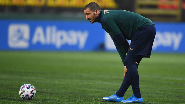 VILNIUS, LITHUANIA - MARCH 30: Leonardo Bonucci of Italy in action during Italy training session at LFF Stadionas on March 30, 2021 in Vilnius, Lithuania.