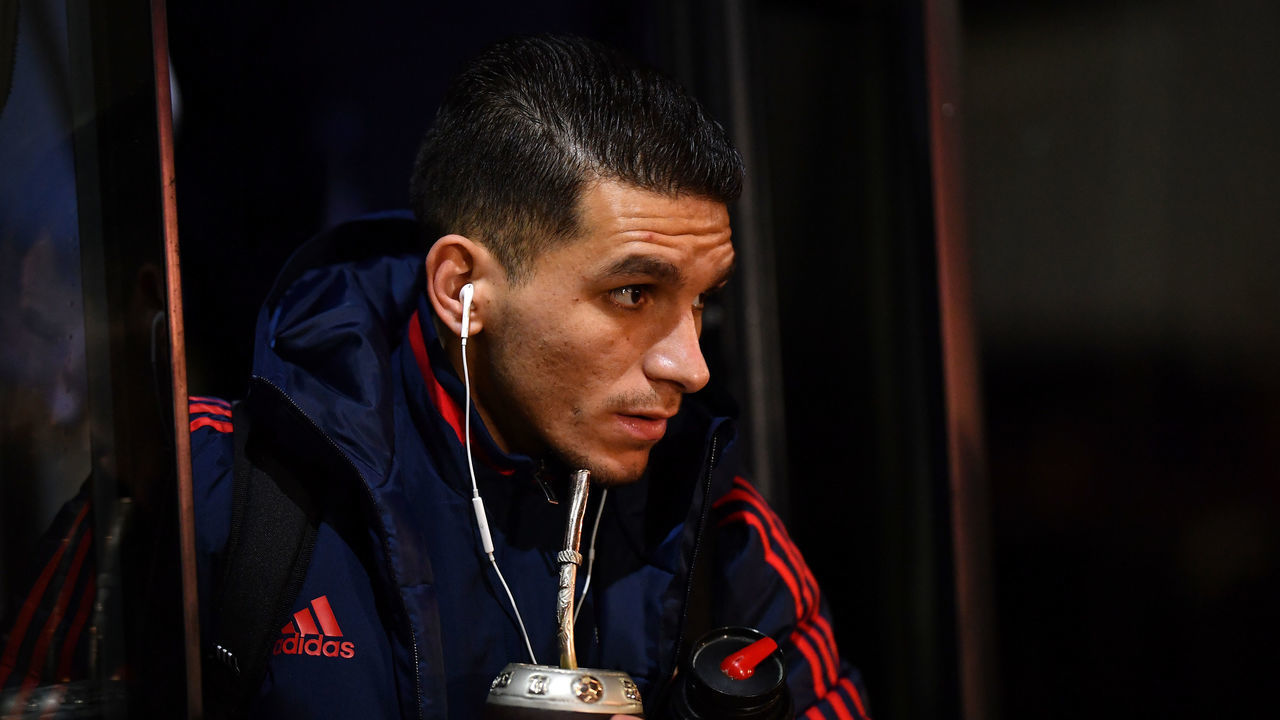 BOURNEMOUTH, ENGLAND - JANUARY 27: Lucas Torreira of Arsenal arrives at the stadium prior to the FA Cup Fourth Round match between AFC Bournemouth and Arsenal at Vitality Stadium on January 27, 2020 in Bournemouth, England.