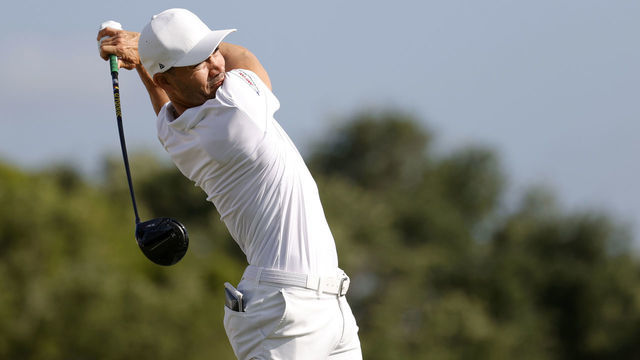 PALM BEACH GARDENS, FLORIDA - MARCH 18: Camilo Villegas of Colombia plays his shot from the 12th tee during the first round of The Honda Classic at PGA National Champion course on March 18, 2021 in Palm Beach Gardens, Florida.