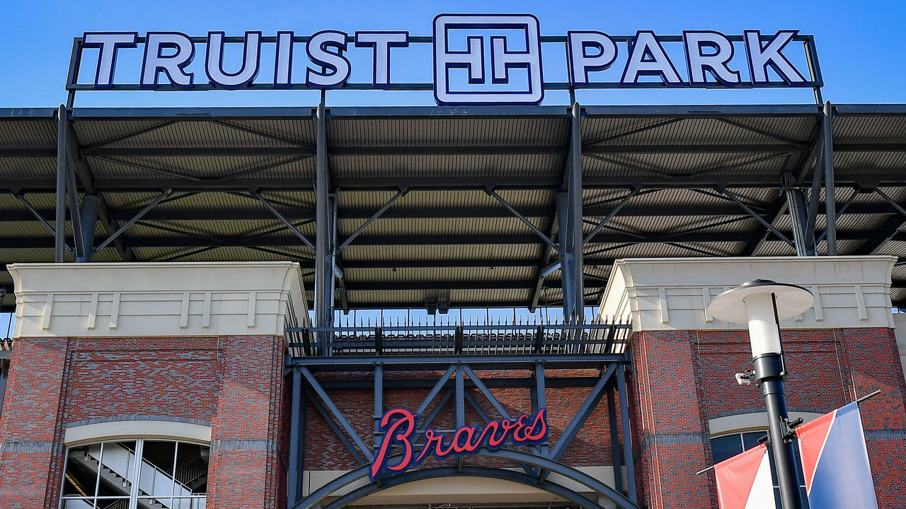 ATLANTA, GA OCTOBER 01: View from the outside of Truist Park during the National League Wild Card Series game between the Cincinnati Reds and the Atlanta Braves on October 1st, 2020 at Truist Park in Atlanta, GA.