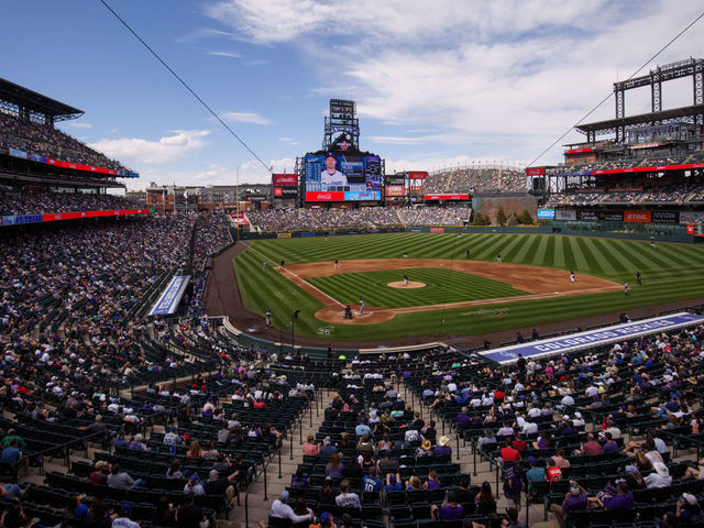 DENVER, CO - APRIL 4: A general view of the stadium in the fourth inning during a game between the Colorado Rockies and the Los Angeles Dodgers at Coors Field on April 4, 2021 in Denver, Colorado. The Dodgers defeated the Rockies 4-2.