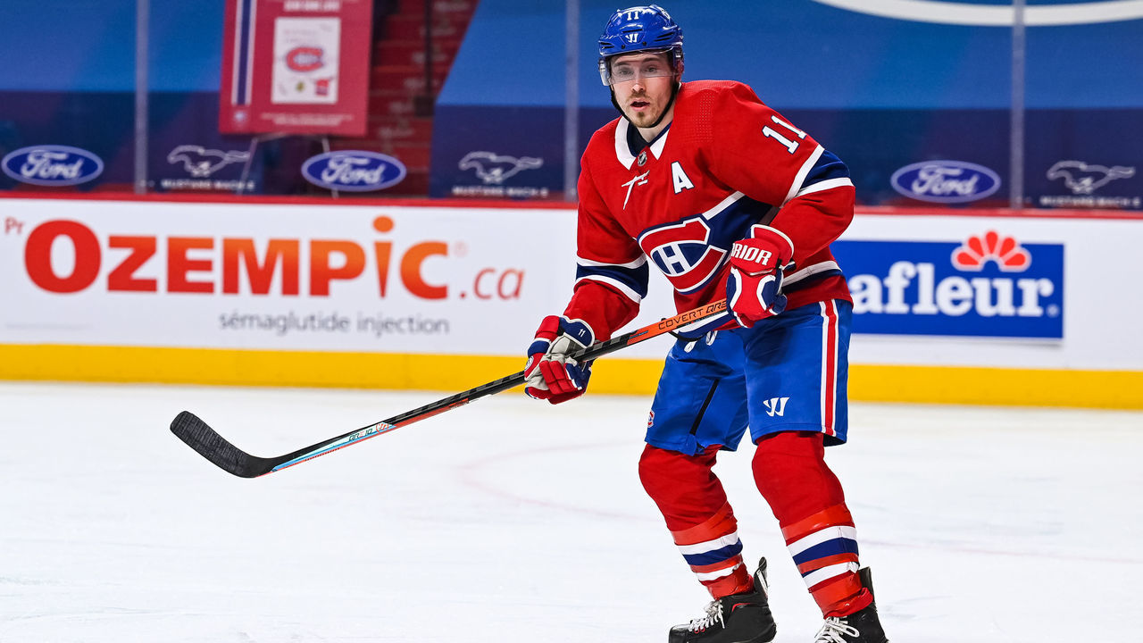 MONTREAL, QC - MARCH 19: Montreal Canadiens right wing Brendan Gallagher (11) tracks the play on his left during the Vancouver Canucks versus the Montreal Canadiens game on March 19, 2021, at Bell Centre in Montreal, QC