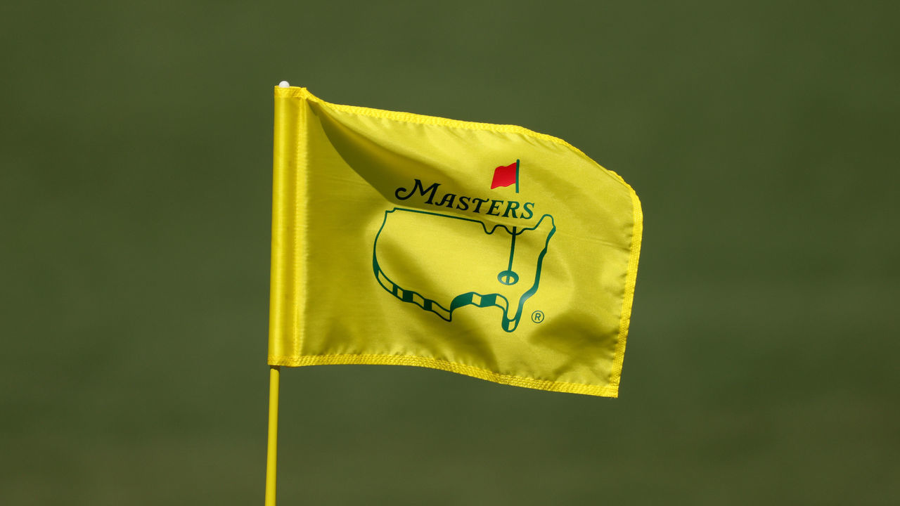AUGUSTA, GEORGIA - APRIL 05: A pin flag is displayed during a practice round prior to the Masters at Augusta National Golf Club on April 05, 2021 in Augusta, Georgia.