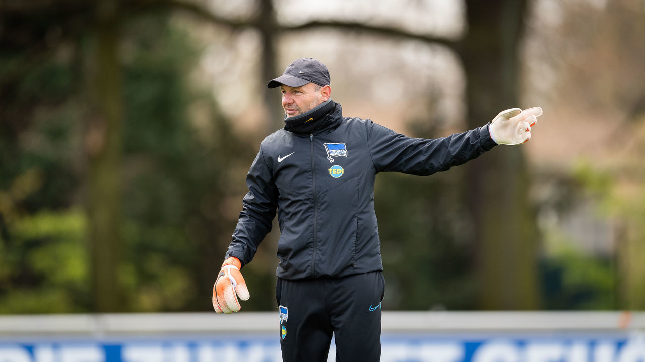 BERLIN, GERMANY - APRIL 13: Goalkeeper trainer Zsolt Petry of Hertha BSC during the training session at Schenkendorfplatz on April 13, 2020 in Berlin, Germany.