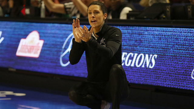 GREENVILLE, SC - MARCH 04: Stephanie White head coach of Vanderbilt during the SEC Women's College basketball tournament game between the Auburn Tigers and the Vanderbilt Commodores on March 4, 2020, at Bon Secours Wellness Arena in Greenville, S.C.
