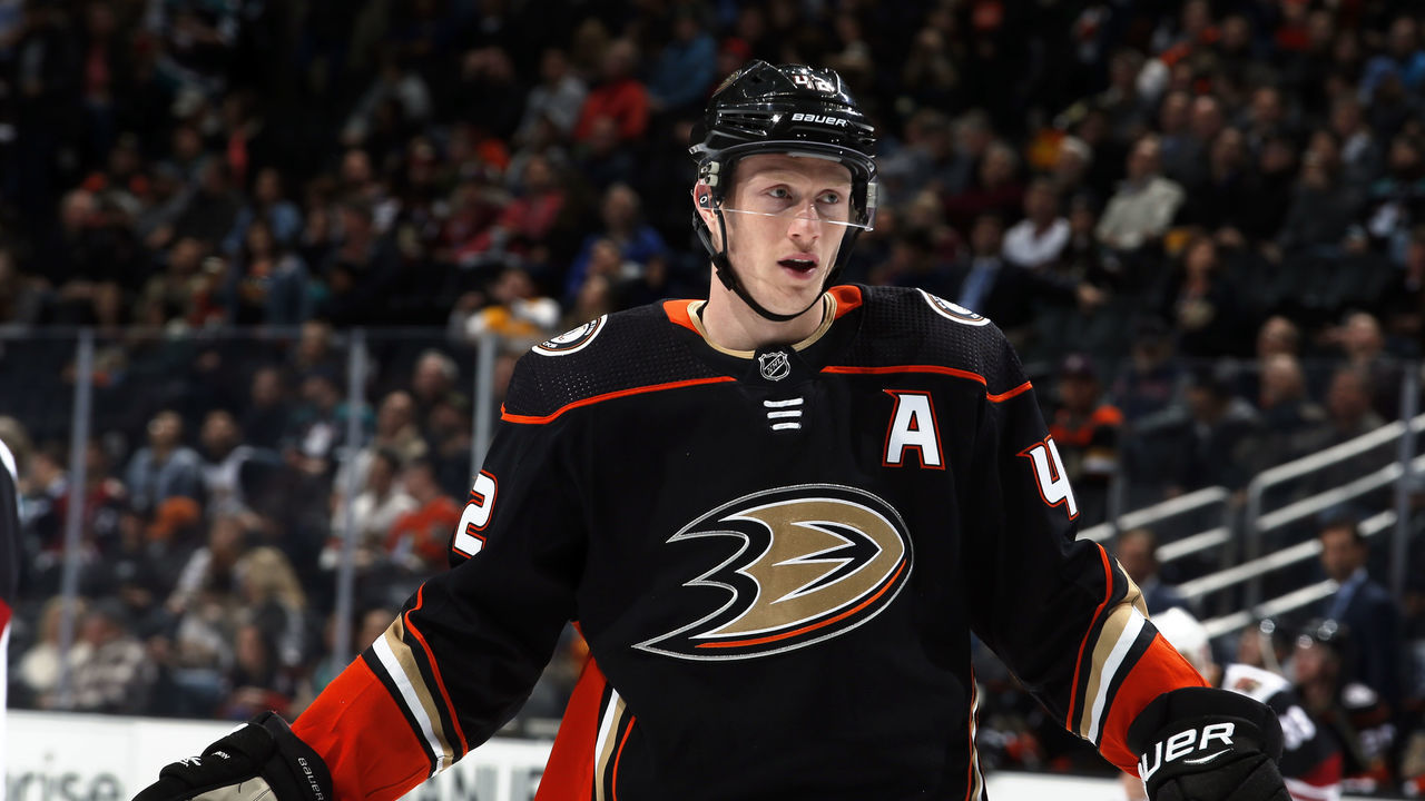 ANAHEIM, CA - JANUARY 29: Josh Manson #42 of the Anaheim Ducks skates during the game against the Arizona Coyotes at Honda Center on January 29, 2020 in Anaheim, California.