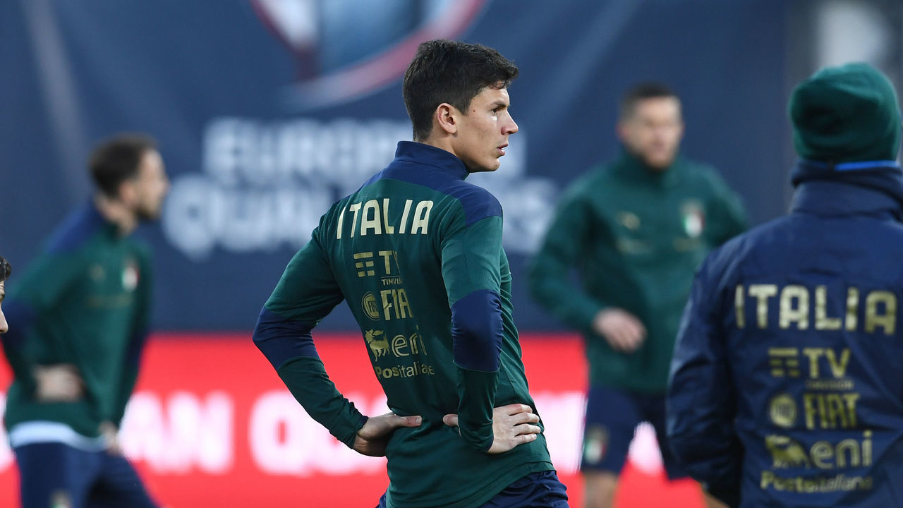 SOFIA, BULGARIA - MARCH 27: Matteo Pessina of Italy looks on during a Italy training session at Vasil Levski National Stadium on March 27, 2021 in Sofia, Bulgaria.