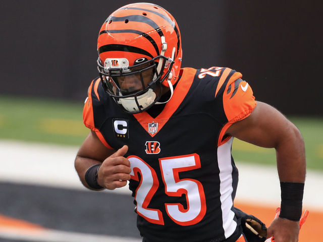 Cincinnati Bengals' Giovani Bernard (25) wears an It Takes All Of Us helmet  decal before an NFL football game against Philadelphia Eagles, Sunday,  Sept. 27, 2020, in Philadelphia. (AP Photo/Rich Schultz Stock