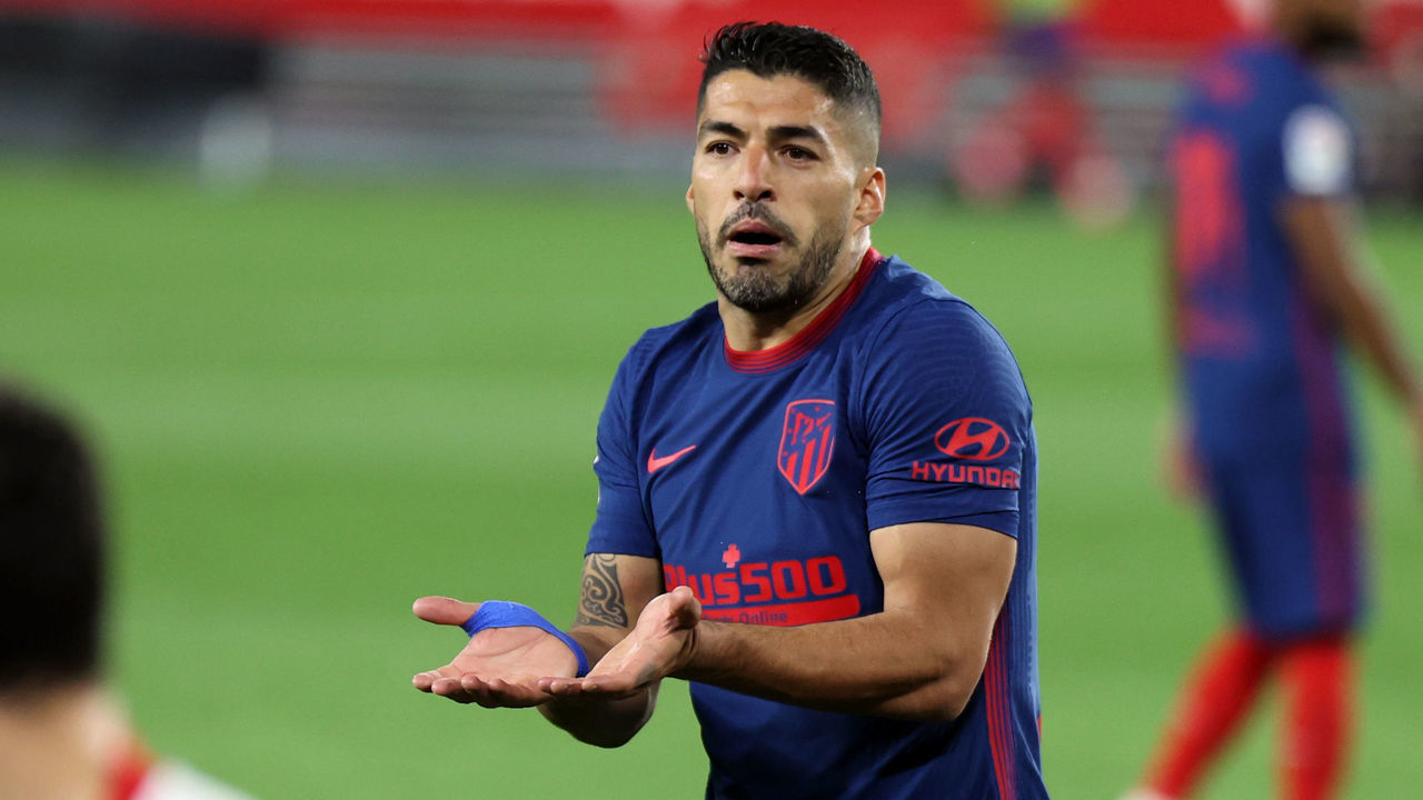 Luis Suarez of Atletico de Madrid during the La Liga match between Sevilla FC and Atletico de Madrid at Estadio Sanchez Pizjuan in Sevilla, Spain, on April 4, 2021.