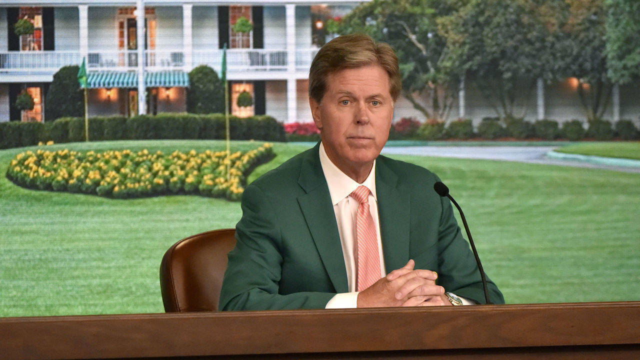 Chairman of Augusta National Golf Club and the Masters Tournament Fred Ridley speaks to members of the media during Practice Round 3 for the Masters at Augusta National Golf Club, Wednesday, April 10, 2019.